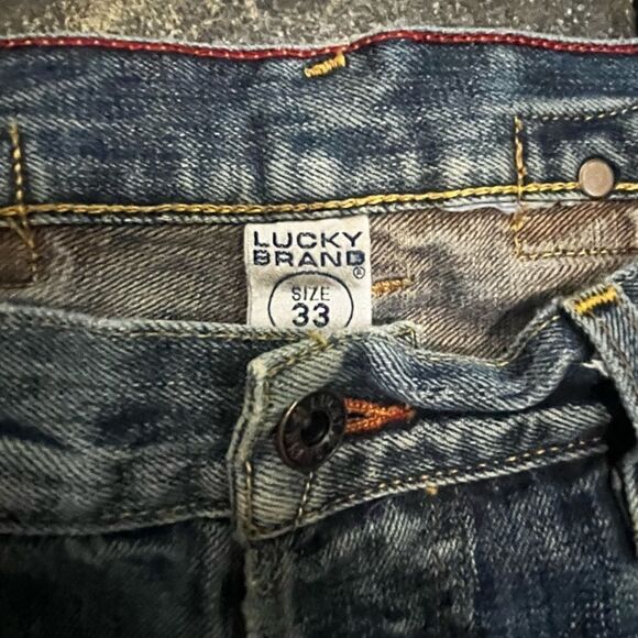 RARE SELVEDGE LUCKY BRAND VINTAGE CUFFED RED EDGE JEAN BACK CINCH USA MADE 33x32 - Picture 7 of 14